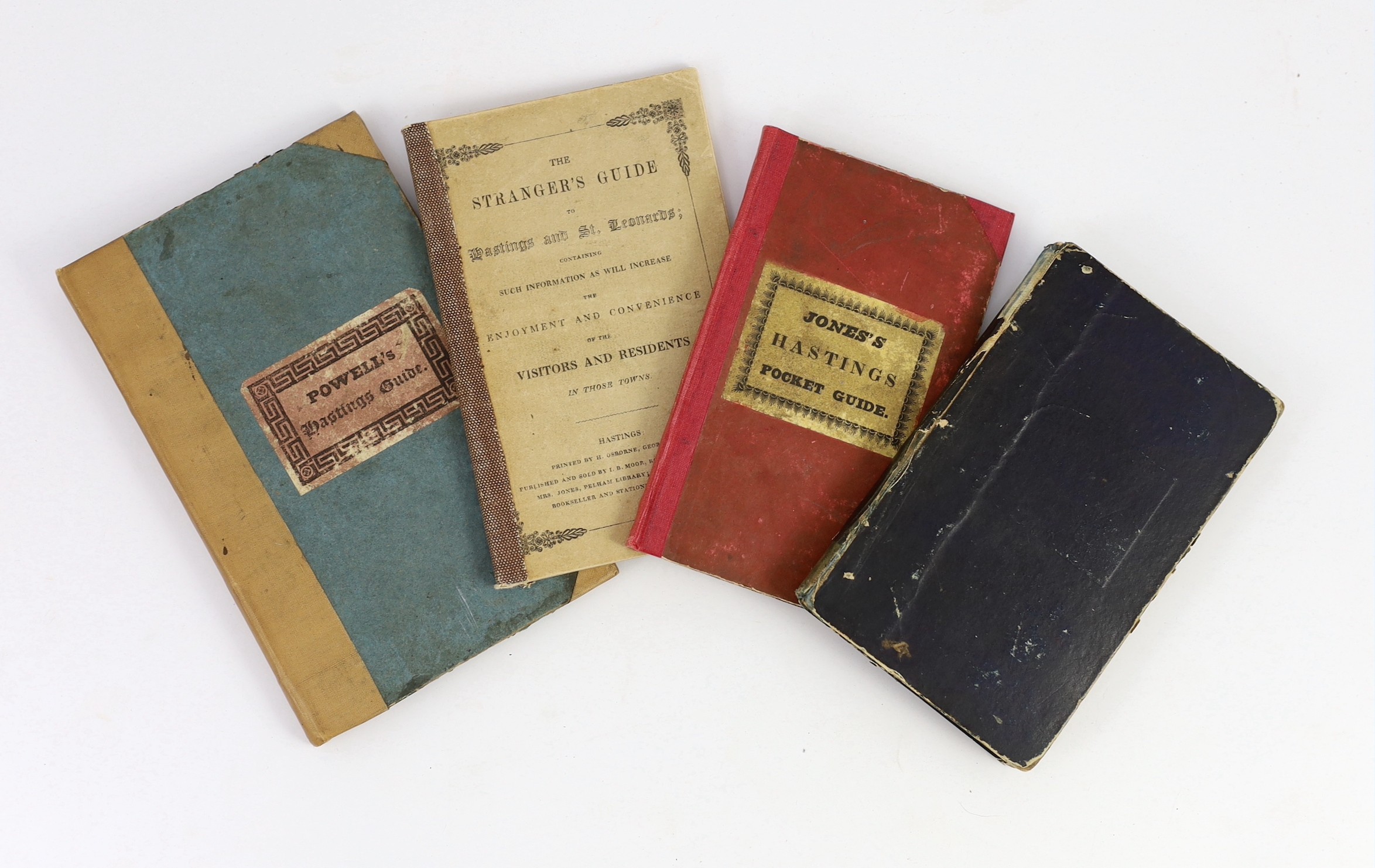 HASTINGS: The Stranger's Guide to Hastings and St. Leonards; containing such information as will increase the enjoyment and convenience of the visitors and residents ... original printed wrappers (rebacked cloth). Hastin